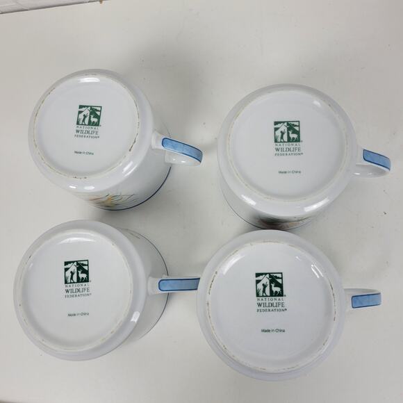 National Wildlife Federation Coffee Mugs White Beach Seashells Set of 4 Cups - Picture 8 of 16